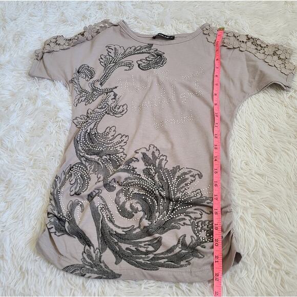 Bermini Beautiful Girls Bedazzled Lace Sleeve T-Shirt SZ XS - Picture 11 of 12